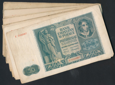 50 złotych 1941 - zestaw 29 banknotów
