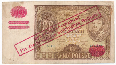 Banknot GG 100 złotych 1934 fałszywy nadruk st.3-
