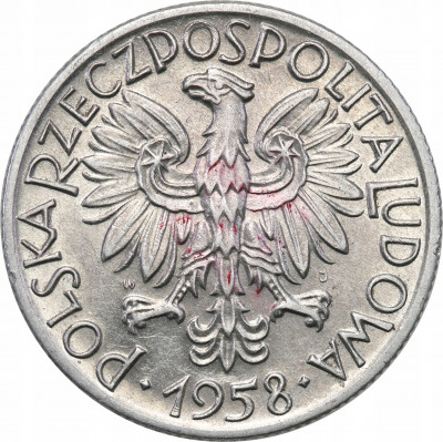PRL 5 złotych 1958 Rybak - wysoka ósemka st.2
