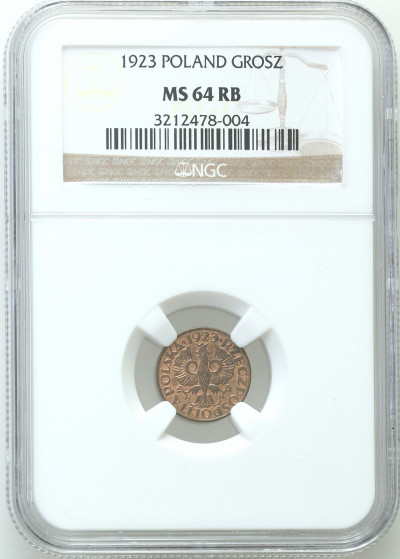 II RP 1 grosz 1923 NGC MS64 RB