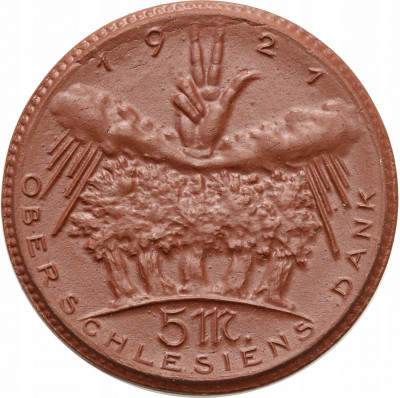 Górny Śląsk 5 Marek 1921 Oberschlesien - Porcelana