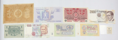 Świat Zestaw 8 banknotów + znaczek