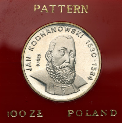 PRÓBA srebro 100 złotych 1980 Kochanowski