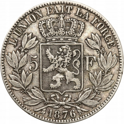 Belgia. 5 franków 1876 st.3+