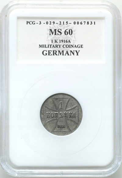 Polska OST. 1 Kopiejka 1916 A, PCG MS60