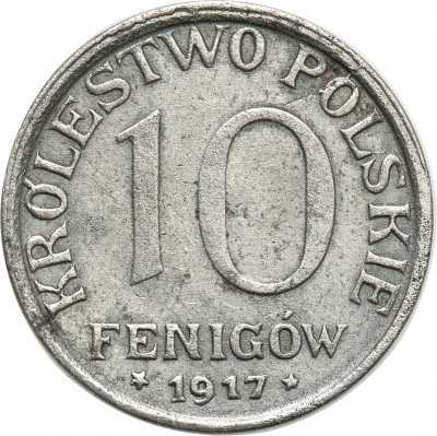 Królestwo Polskie 10 fenigów 1917 bliżej obrzeża