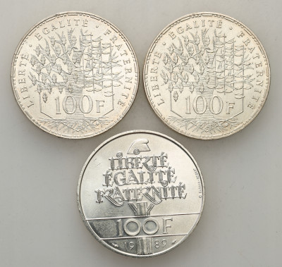 Francja. 100 franków 1982, 1983, 1989, 3 szt.