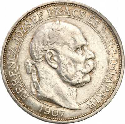 Węgry Franciszek Józef I 5 koron 1907 KB, Kremnica