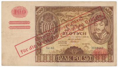 Gen. Gub. 100 złotych 1932 nadruk - fals st.3