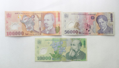 Rumunia banknoty 2000-2001 zestaw 3 sztuk plastik