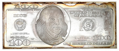USA Sztabka kol. 100 dolarów 1996 - 4 uncje Ag999