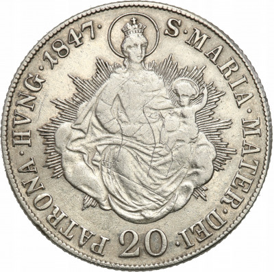 Węgry 20 krajcarów 1847 B Kremnica st.2