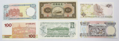Świat - banknoty różne - zestaw 6 sztuk st.1