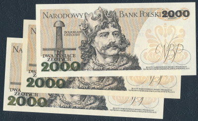 Banknoty 2000 złotych 1982 - zestaw 3 sztuk