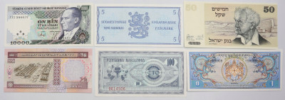 Świat - banknoty różne - zestaw 6 sztuk st.1