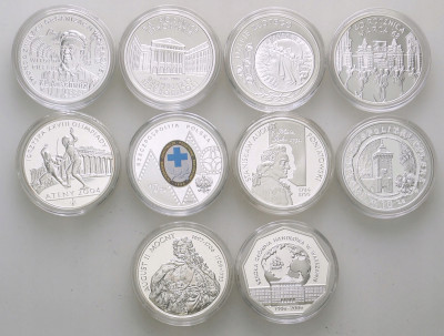10 złotych 2004-2010 SREBRO - zestaw 10 szt. st.L