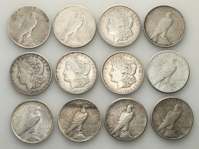 USA dolar 1923 Liberty RÓŻNE – zestaw 12 szt.
