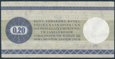 Banknot / bon towarowy PeKaO 20 centów 1979 ser HN