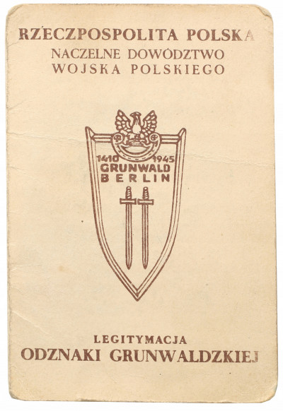 Legitymacja do odznaki grunwaldzkiej