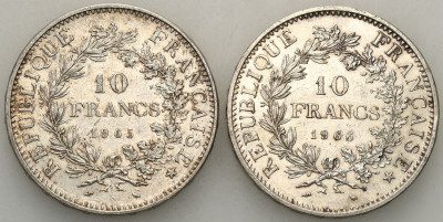 Francja 10 franków 1966 + 1965 (2 sztuki) st.2