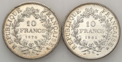 Francja 10 franków 1965 + 1970 SREBRO st.1