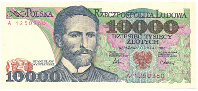 50 złotych 1986 seria FD + 10000 złotych seria A
