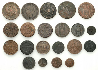 Świat Duży zestaw monet Brąz ROSJA, Polska, Niemcy