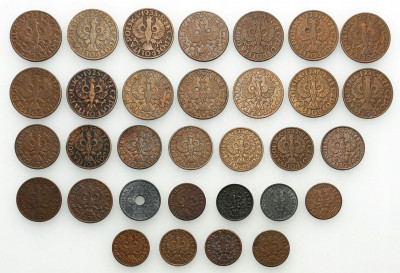 Duży zestaw monet obiegowych GROSZE – 32 sztuki