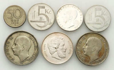 Europa monety srebrne Ag .500 - 7 sztuk