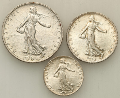 Francja. 50 centimes, frank, 2 franki 1916, 3 szt.