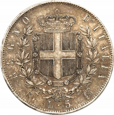 Włochy. 5 Lirów 1874 st.3+