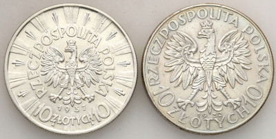 10 złotych 1932 głowa kobiety + 1937 Piłsudski st3