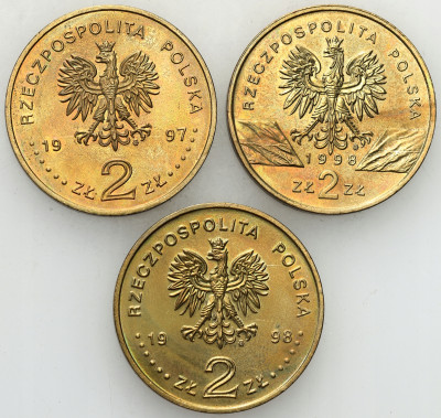 III RP. 2 złote 1997-1998, zestaw 3 monet