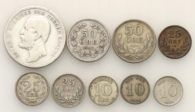 Szwecja monety srebrne zestaw 9 sztuk st.3