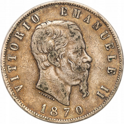 Włochy, 5 lirów 1870 M, Mediolan