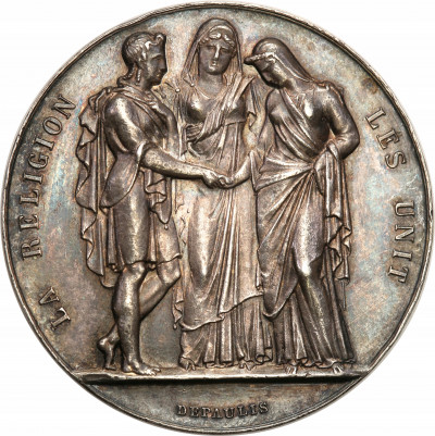 Francja medal zaślubinowy XIXw. SREBRO st.1-