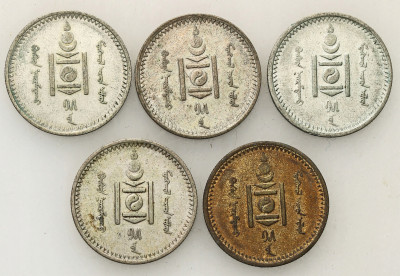 Mongolia 20 mongo b.d. (1925) srebro - 5 sztuk