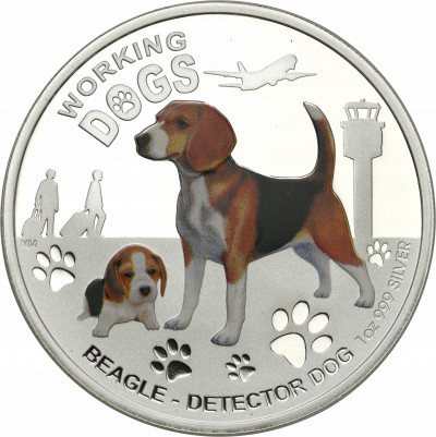 Tuvalu 1 dolar 2011 Pies Beagle SREBRO UNCJA