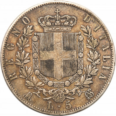 Włochy, 5 lirów 1870 M, Mediolan