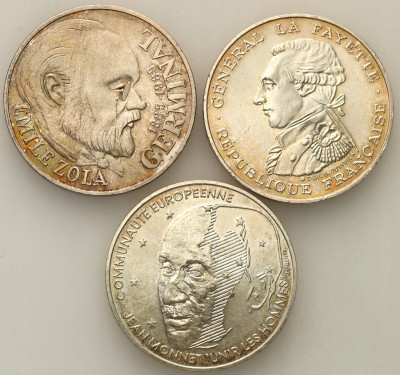 Francja 100 franków 1985, 1987, 1992, zestaw 3 szt