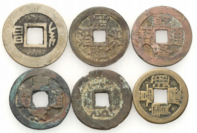 Chiny monety 1 cash - zestaw 6 szt. st.3