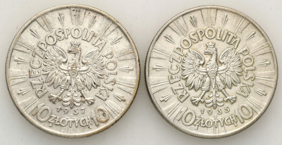 II RP 10 złotych 1935+1937 Piłsudski - zestaw