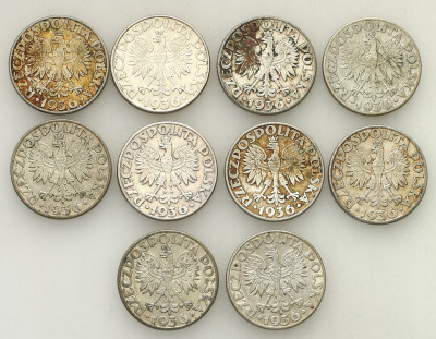 2 złote 1936 Żaglowiec - zestaw 10 monet