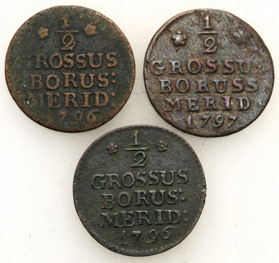 Prusy Płd. 1/2 grosz 1796 + 1797 (B) 3 sztuki st.3