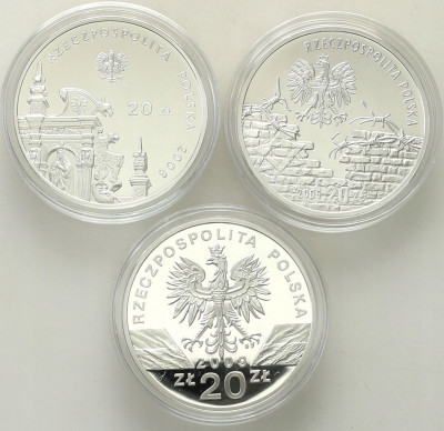 Zestaw 3 szt x 20 złotych 2008-2009 różne st. L