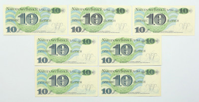 10 złotych 1982, zestaw 7 banknotów
