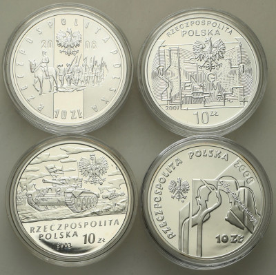 III RP. 10 złotych 2003-2008, zestaw 4 szt. RÓŻNE