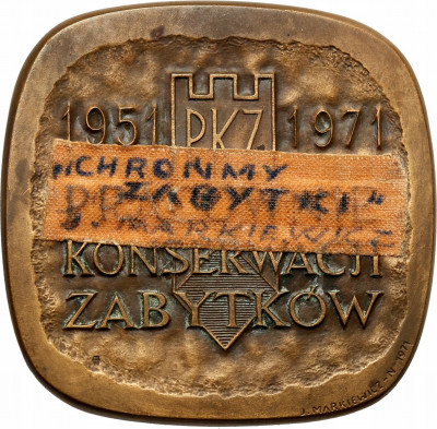 PRL. Plakieta Konserwacja Zabytków, J. MARKIEWICZ