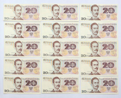20 złotych 1982, zestaw 15 banknotów