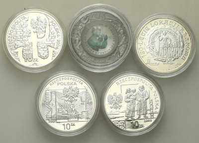 III. RP. 10 złotych 2004-2008, zestaw 5 szt. RÓŻNE